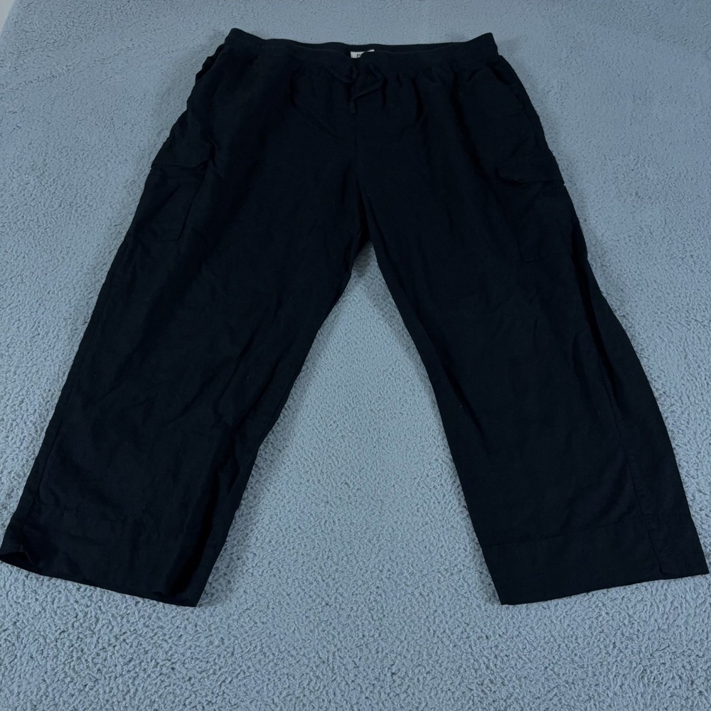 Pact Pants Womens XXL Black Canopy Cargo Wide Leg Organic Cotton Linen Boho